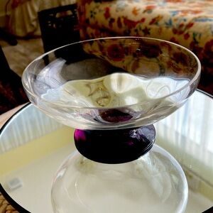 VINTAGE W.J. ROZENDAAL DUTCH CRYSTAL ART GLASS AMETHYST FOOTED STEMWARE- chipped